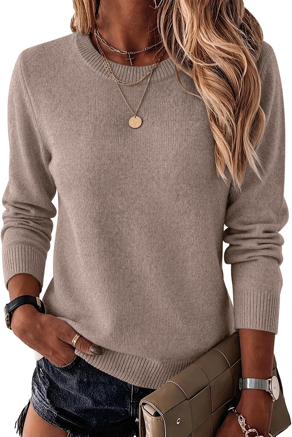 Zeagoo Womens Wool Blend Sweater Crewneck Long Sleeve Tops Fashion Clothing | Amazon (US)