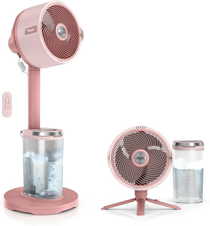 Shark FlexBreeze Pro Mist 2-in-1 Fan with Integrated Mist, Blush, FA300PK2 | Corded/Cordless, Ped... | Amazon (US)