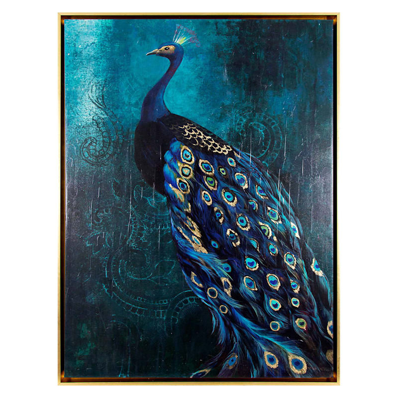 Framed Royal Peacock Canvas Wall Art, 25x33 | At Home