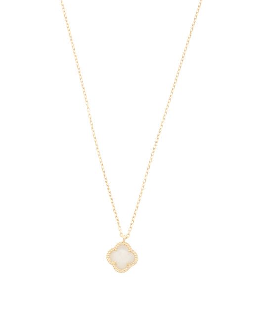 Made In Italy 14kt Gold Milky Quartz Clover Necklace | TJ Maxx