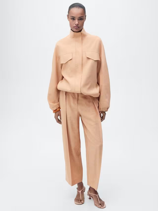 MangoMadame Gathered Hem Turtleneck Oversized Lyocell Jacket | John Lewis (UK)