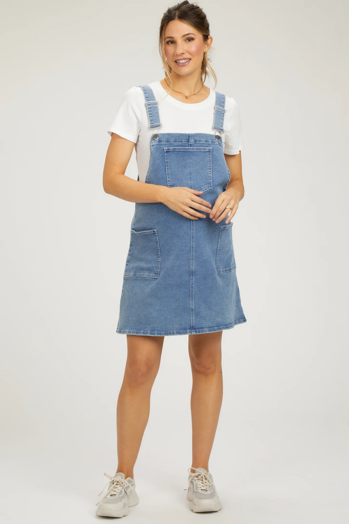 Navy Denim Maternity Overall Dress | PinkBlush Maternity