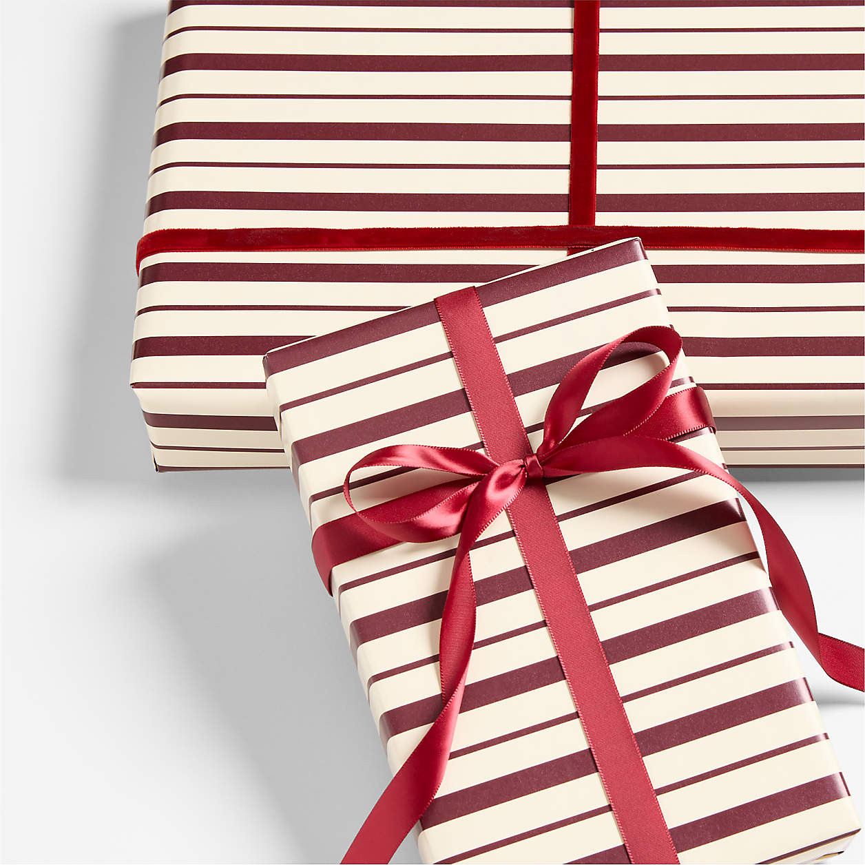 Deep Red Stripe Holiday Gift Wrap + Reviews | Crate & Barrel | Crate & Barrel