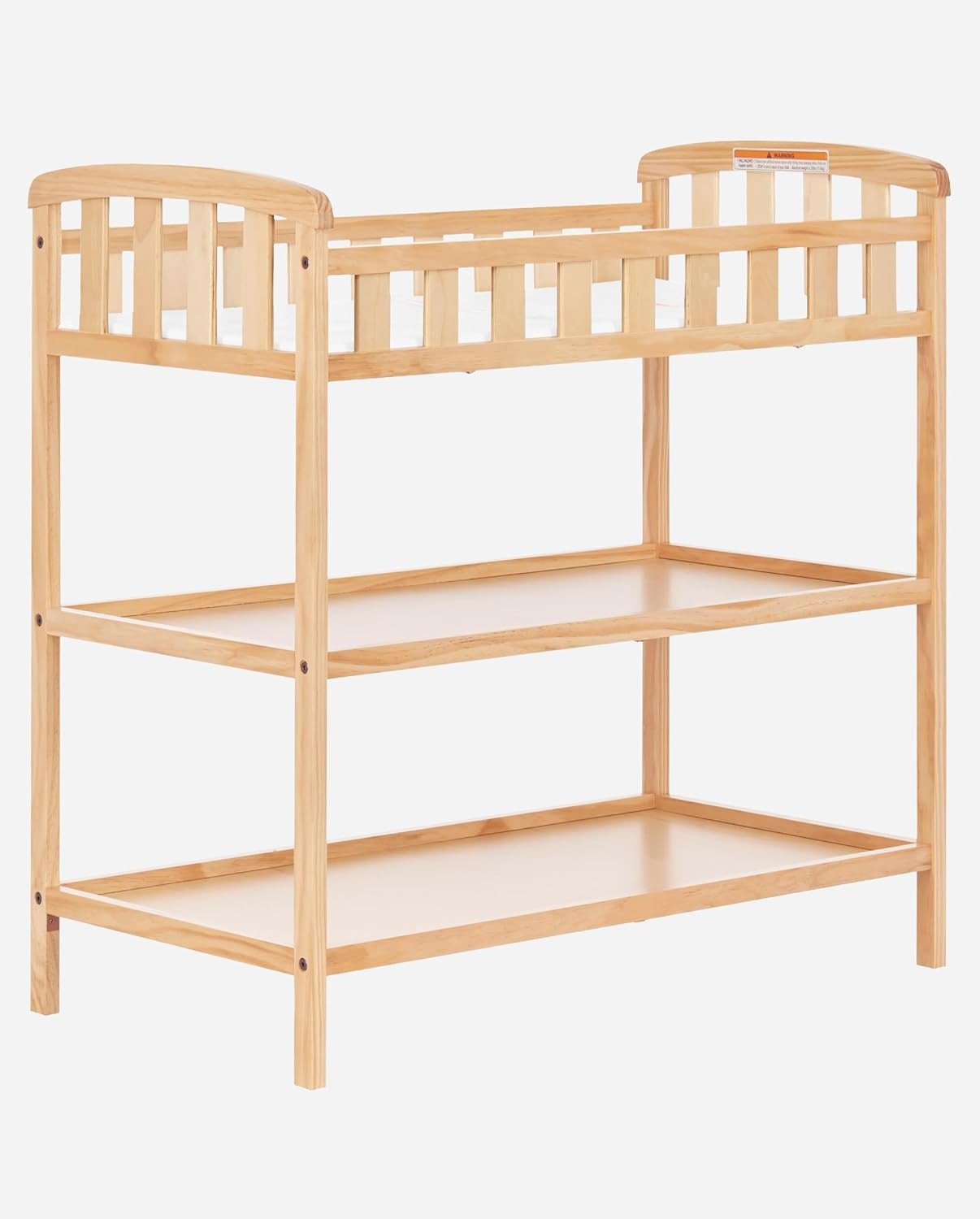 Dream On Me Emily Changing Table, Compact and Portable Solid New Zealand Pinewood, Safety Rails, Two Storage Shelves, Includes Water-Resistant 1" Changing Pad — Natural | Amazon (US)