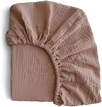 mushie Extra Soft Muslin Fitted Crib Sheet | 28"x 52" (Natural) | Amazon (US)