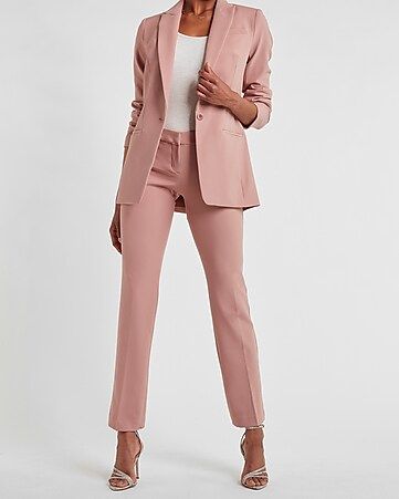 Pink Supersoft Twill Barely Boot Editor Pant Suit | Express