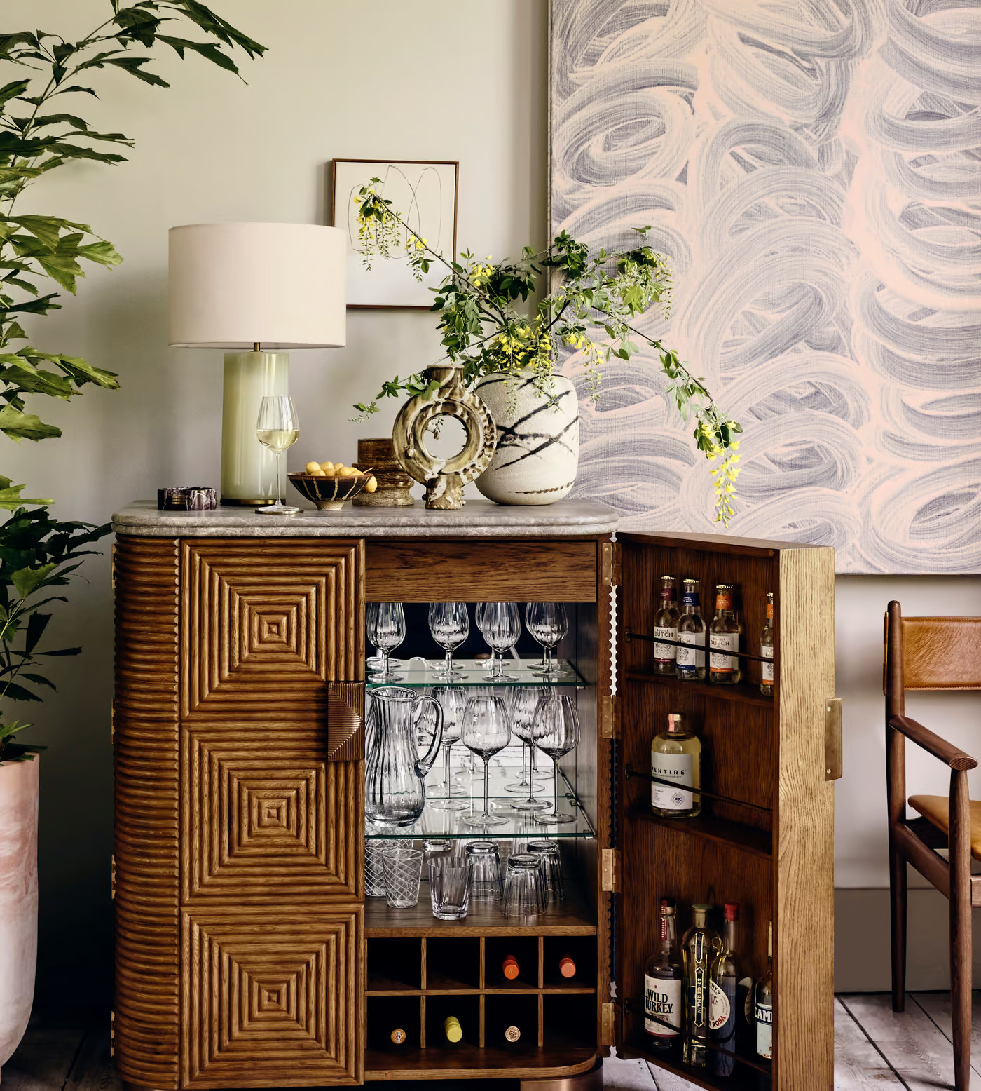 Kingsley Bar Cabinet, Grey Emperador Marble - Soho Home | Soho Home Ltd