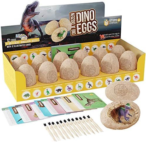 Dig a Dozen Dino Egg Dig Kit - Easter Egg Dinosaur Toys for Kids - Dig up 12 Eggs & Discover Surpris | Amazon (US)