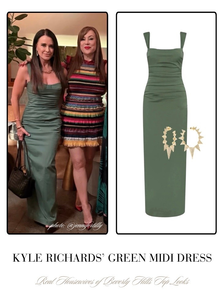 Kyle Richards’ Green Midi Dress 📸= @jennifertilly