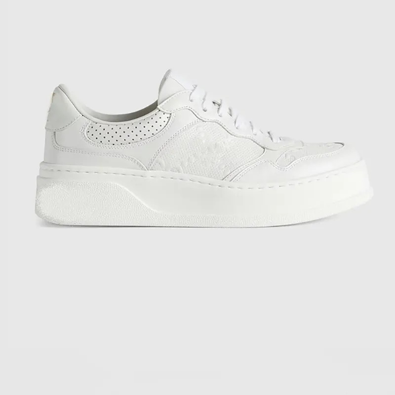 Women's Embossed Sneaker Lace-up Fashion Leather Shoes platform sneaker women men Casual Shoes Ge... | DHGate