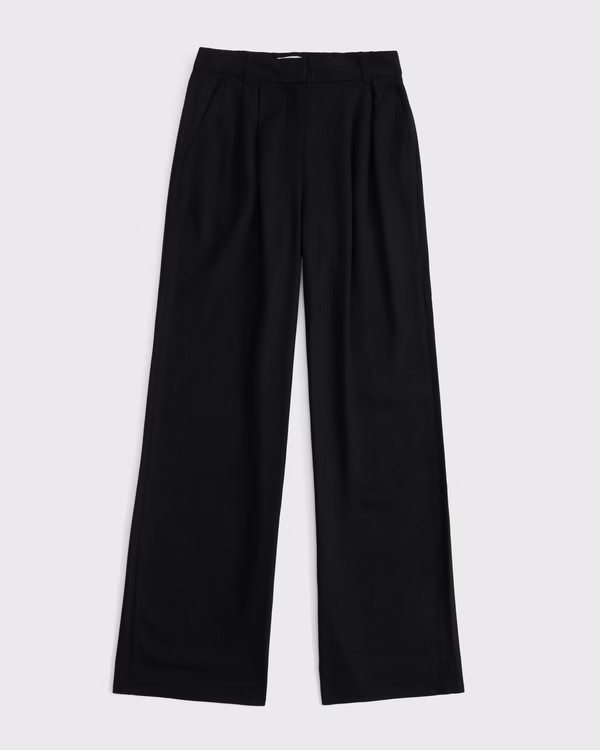 Curve Love A&F Sloane Linen-Blend Wide Leg Pant | Abercrombie & Fitch (US)
