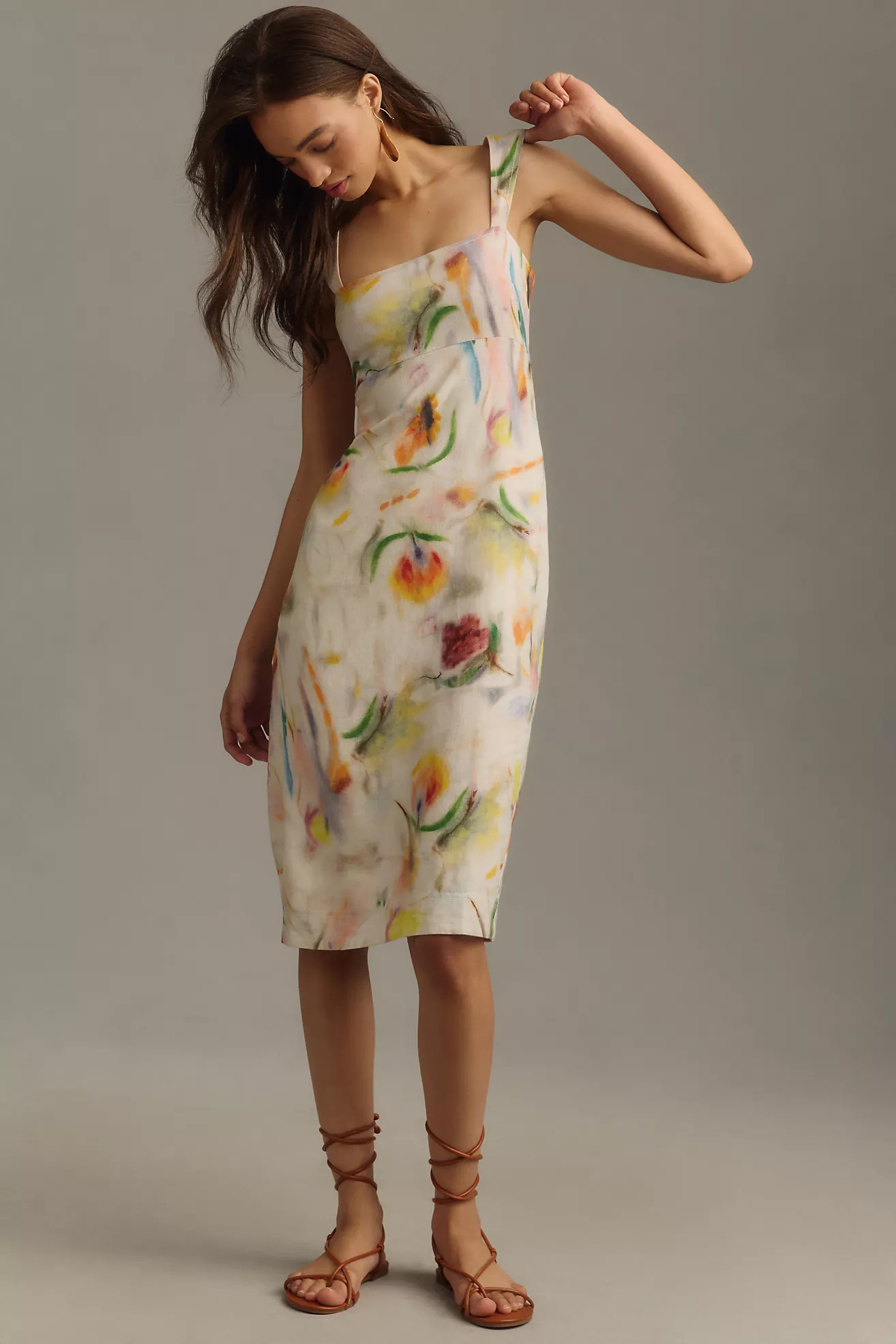 Klaas Jonkman Sleeveless Square-Neck Linen Midi Dress | Anthropologie (US)
