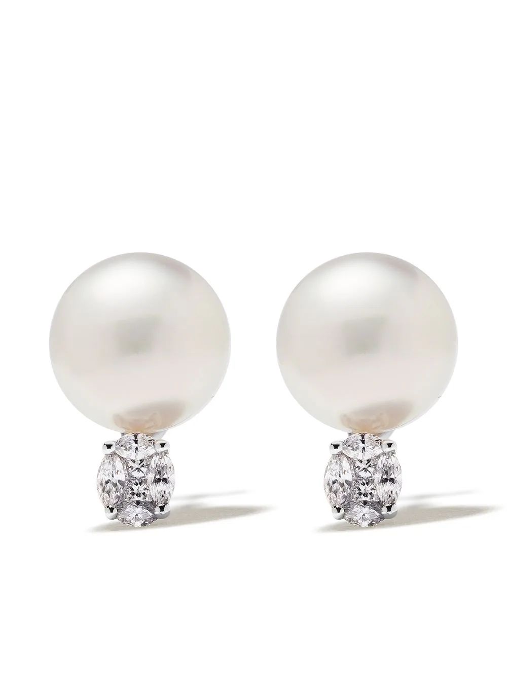 18kt white gold Classic South Sea pearl and diamond earrings | Farfetch (US)