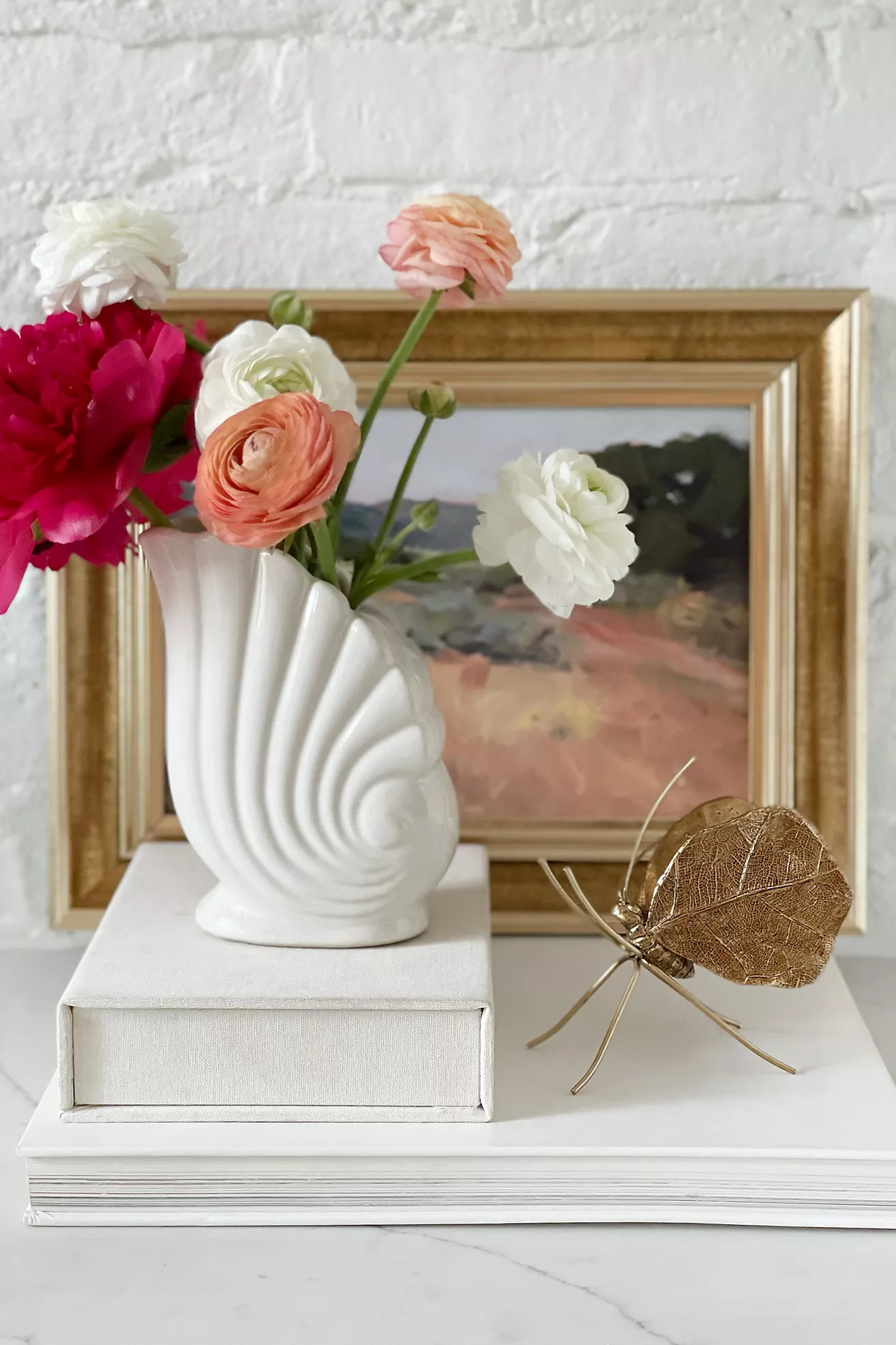 Old Flame Candle Co Vintage White Ceramic Shell Vase | Anthropologie (US)