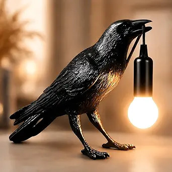 Raven Lamp Gothic Decor, Black Crow Table Lamp with LED Bulb, Unique Dark Aesthetic Night Light f... | Amazon (US)