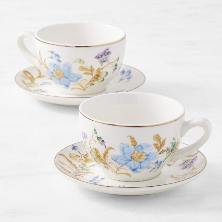 Bridgerton Floral Teacup & Saucer, Set of 2 | Williams-Sonoma