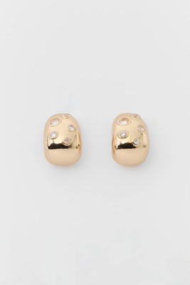 Gold Oval Rhinestone Stud Earrings | Avara