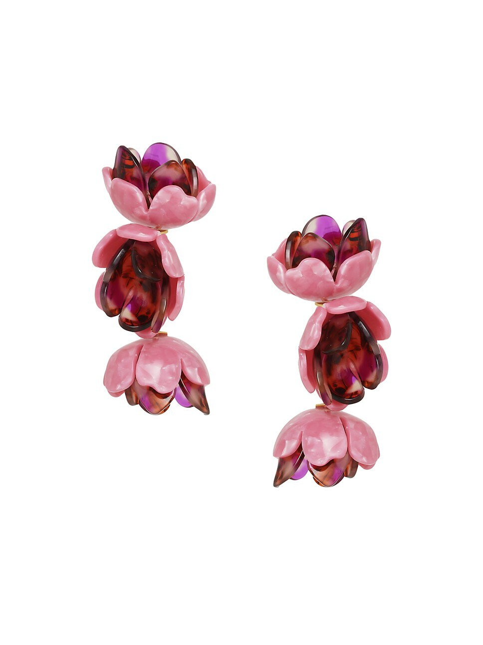 Rose Petal Two-Tone Acetate Clip-On Drop Earrings | Saks Fifth Avenue