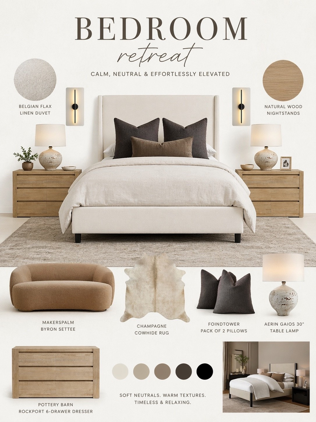 BEDROOM RETREAT

Calm, cozy bedroom pieces I’m loving right now 🤍
Soft linens, warm wood tones, and layered neutrals that create that relaxed, high-end retreat feel at home.

Everything here works together for a timeless, elevated space that feels both cozy and effortless.

Shop everything through my LTK 

#LTKHome #LTKSaleAlert