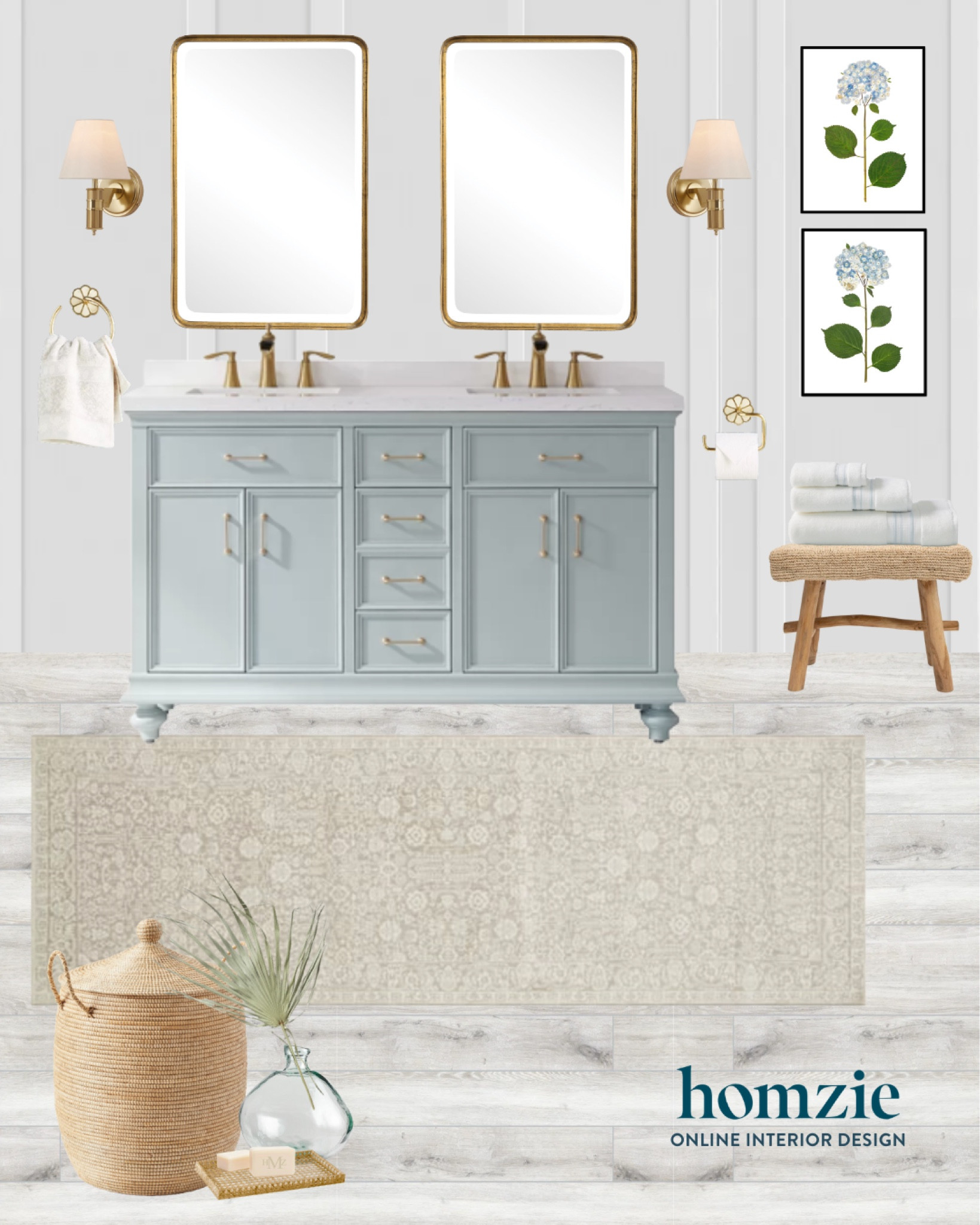 Neutral bathroom decor, feminine bathroom decor, coastal bathroom decor, modern classic bathroom decor, bathroom design, bathroom inspo, bathroom mood board, floral wall art, neutral rug, bathroom stool, blue bathroom 

#LTKunder50 #LTKhome #LTKunder100