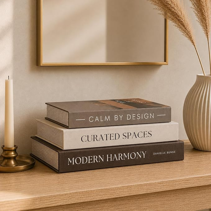 Modern Decorative Books For Home Decor - Set of 3 Faux/Fake Books For Decoration for Aesthetic Co... | Amazon (US)