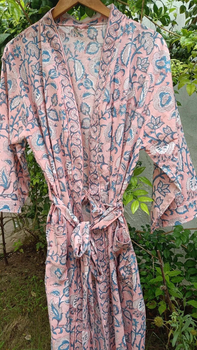 Cotton Kimono Robes for Women Indian Dressing Gown Unisex - Etsy | Etsy (US)