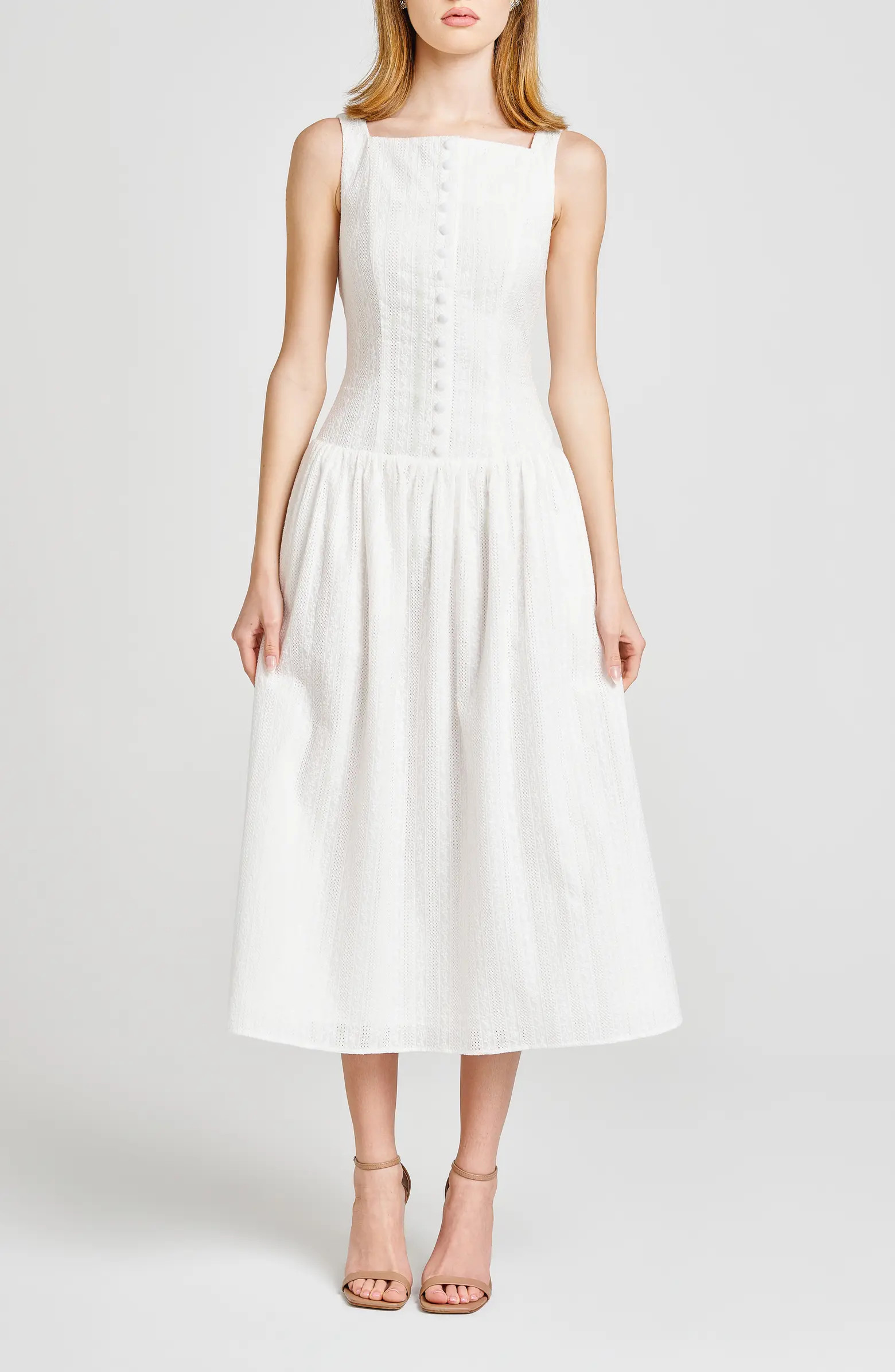 Eve Eyelet Embroidery A-Line Midi Dress | Nordstrom