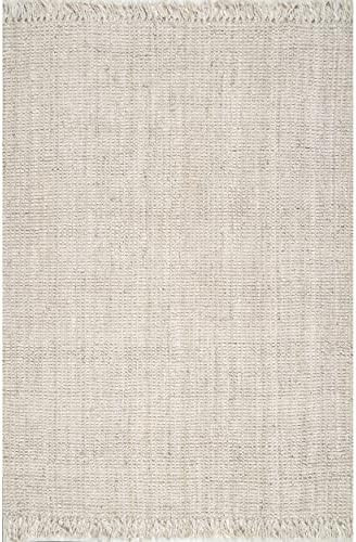 nuLOOM Daniela Farmhouse Chunky Jute Area Rug, 6' Square, Off-white | Amazon (US)