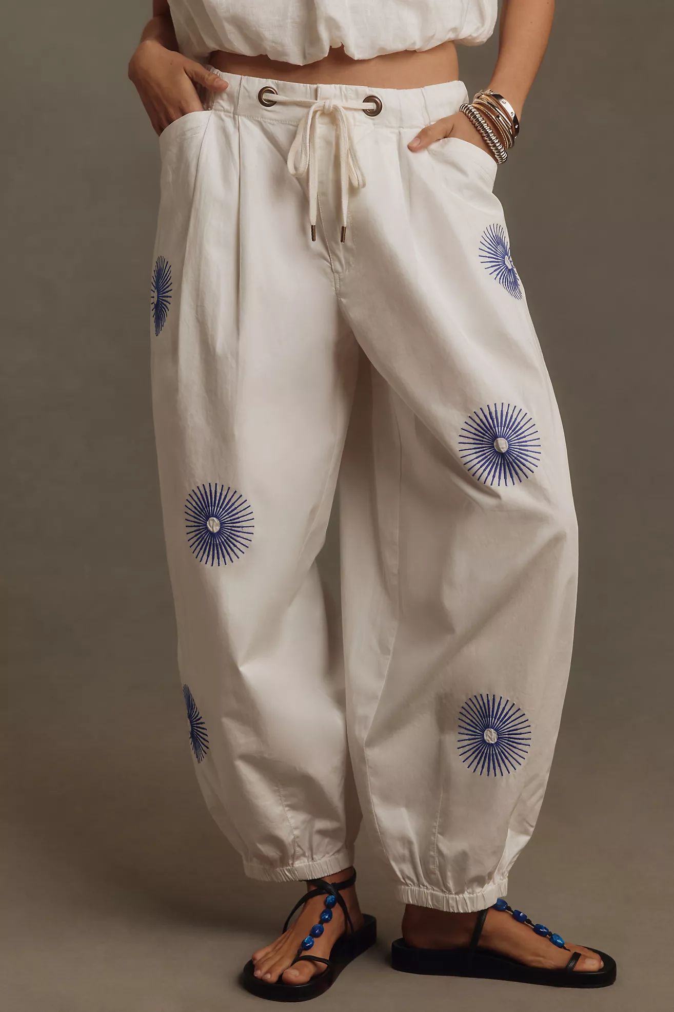 Pilcro The Slacker Embroidered Parachute Pants | Anthropologie (US)