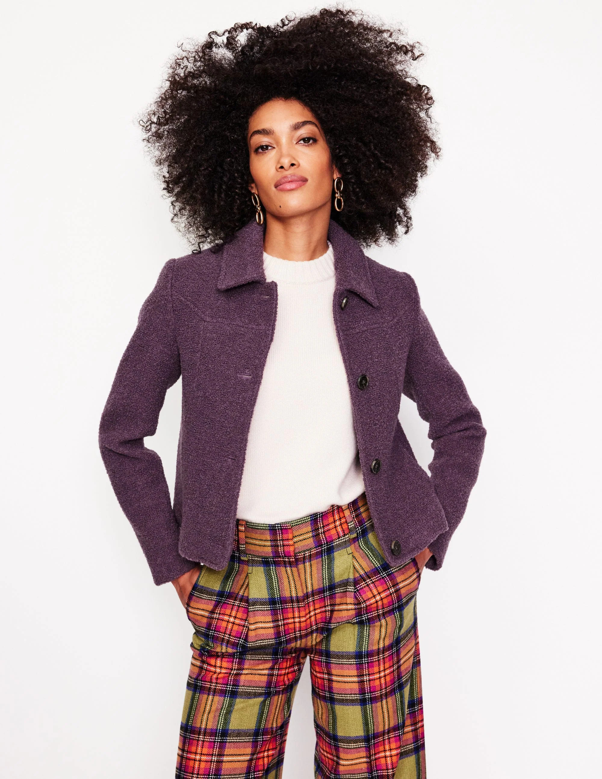 Oxford Boucle Jacket-Damson | Boden (US)