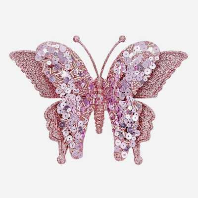 Pink Sequin Butterfly Clip, 7" | At Home