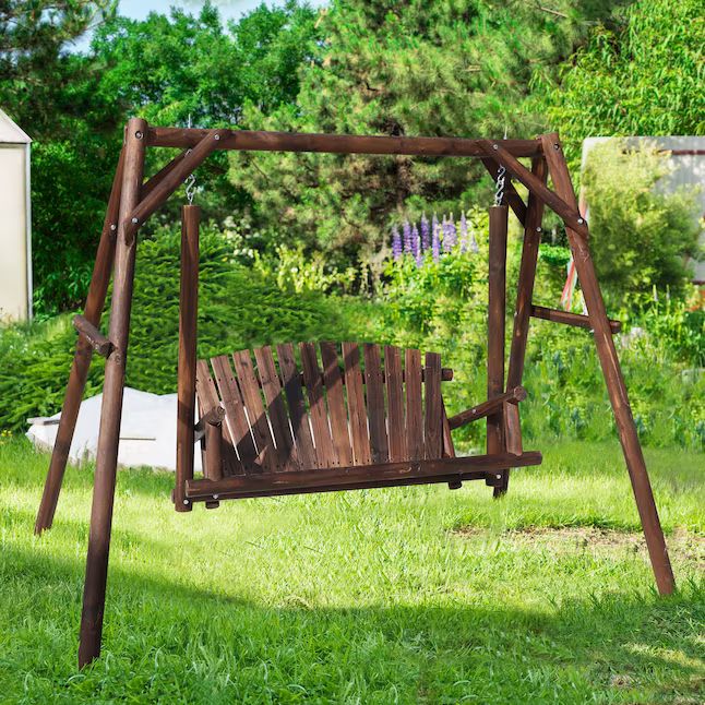 VEIKOUS 2-person Rustic Wood Outdoor Swing | Lowe's