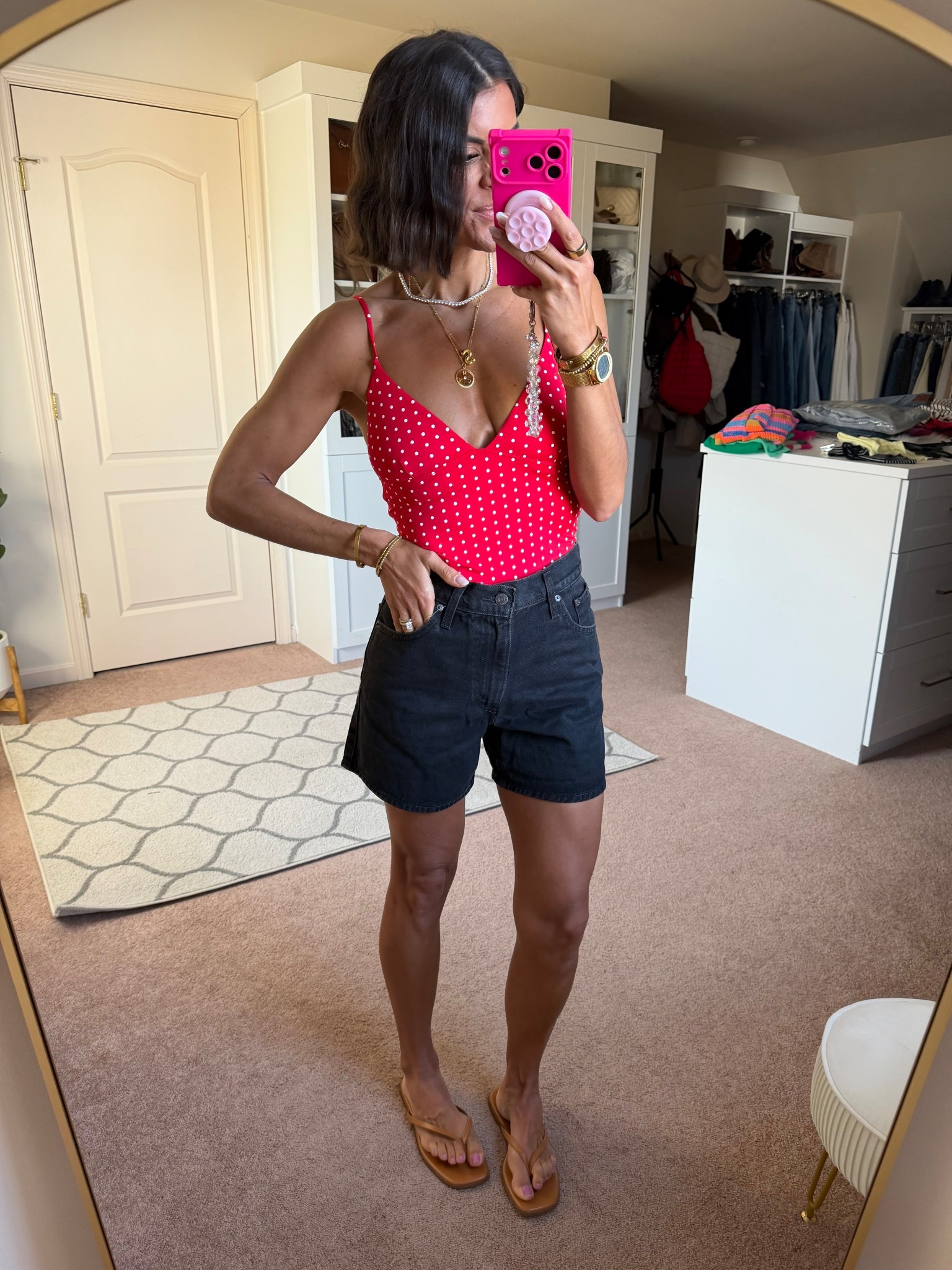 Size xs in tank Size small in blue shorts Sizes up one size in Levi shorts

#LTKSaleAlert #LTKSeasonal