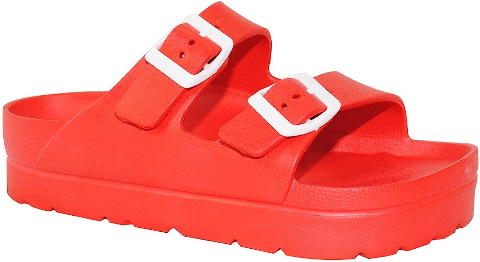 TRENDSUP Women's Comfort Slides Double Buckle Adjustable EVA Flat Sandals | Amazon (US)