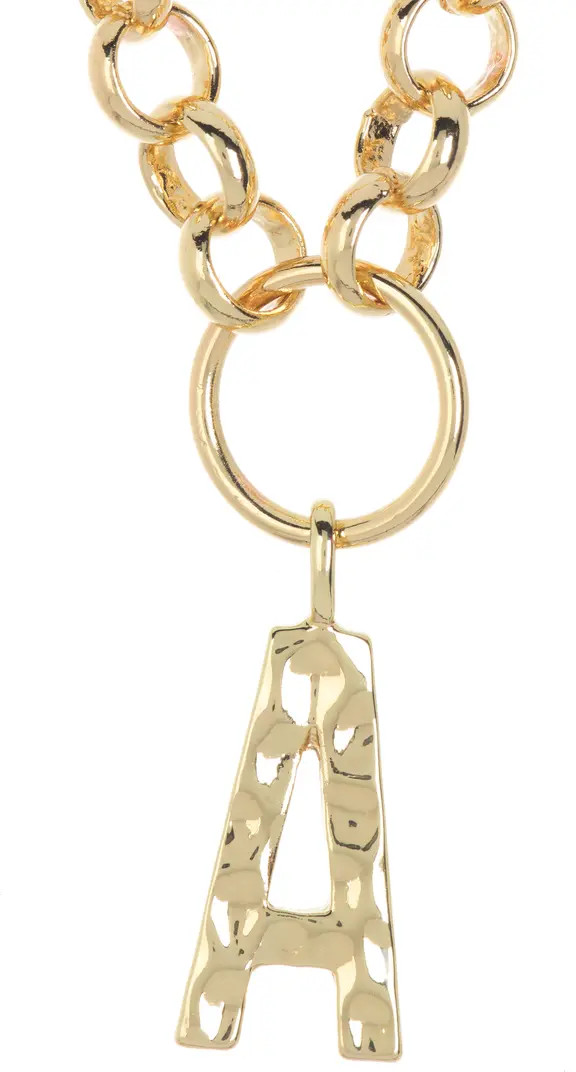 BaubleBar Hammer Texture Initial Pendant Necklace | Nordstromrack | Nordstrom Rack
