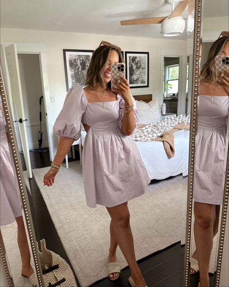 The cutest lavender dress I’ve ever seen!!!💜💜💜 this is honestly so adorable, the back is cut out with a little bow. Use my code MAKAYLA15 for 15% off! 🫶🏼🥰 

Dress Up, shop dress up, puff sleeves, mini dress, cut out dress 

#LTKunder50 #LTKFind