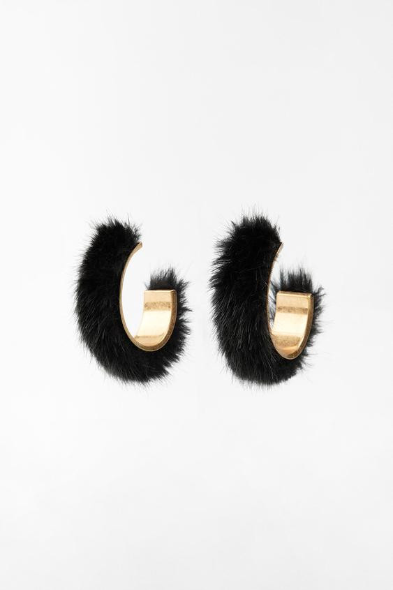 FAUX FUR HOOP EARRINGS LIMITED EDITION | Zara US