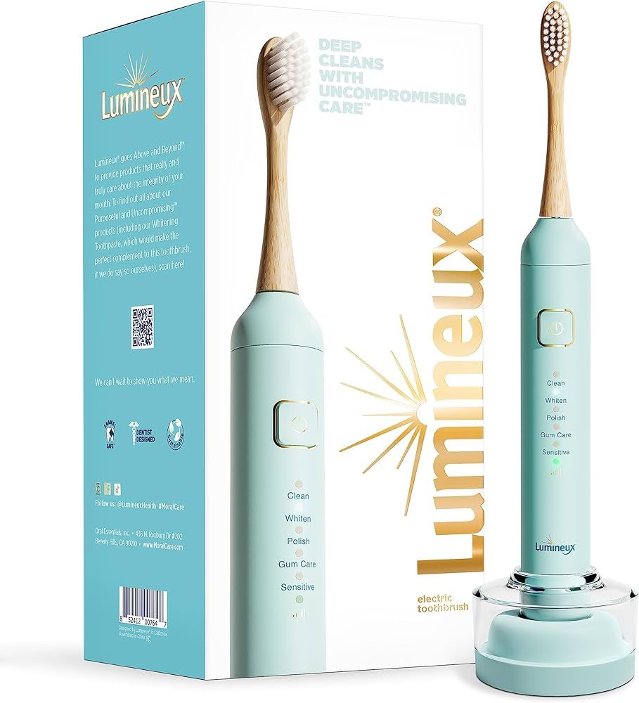 Lumineux Electric Toothbrush for Adults - Bamboo Heads - Crystalline (Light Blue) - Includes 2 Su... | Amazon (US)