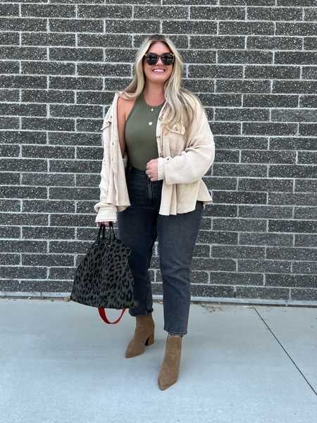 Bodysuit runs tts + on sale! 
Jeans run tts + on sale! 
Jackets runs big, I’m in a large
Booties run tts (I have them in two colors) on major sale! 
Bag is old, but is available in other color combos (I LOVE this one for fall!) 


#LTKSale #LTKSeasonal #LTKshoecrush