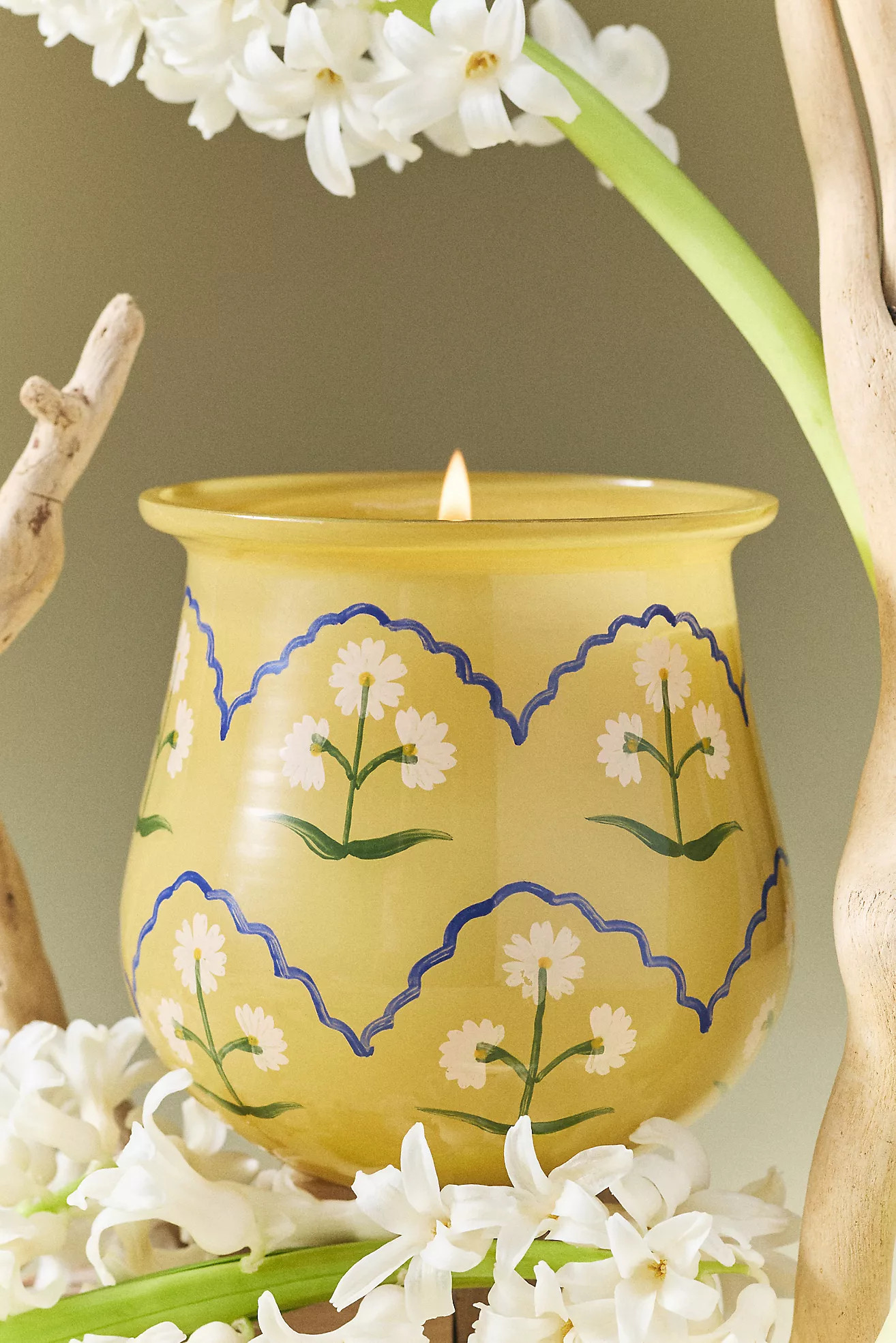 Scandi Floral Seaside Flowers & Sandalwood Glass Candle | Anthropologie (US)