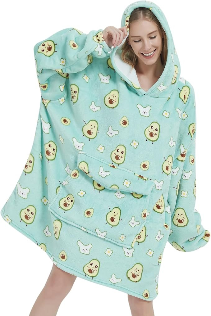 Wearable Blanket Hoodie for Adult,Oversized Sherpa Fleece Blanket Hoodie for Women Men,Wearable B... | Amazon (US)