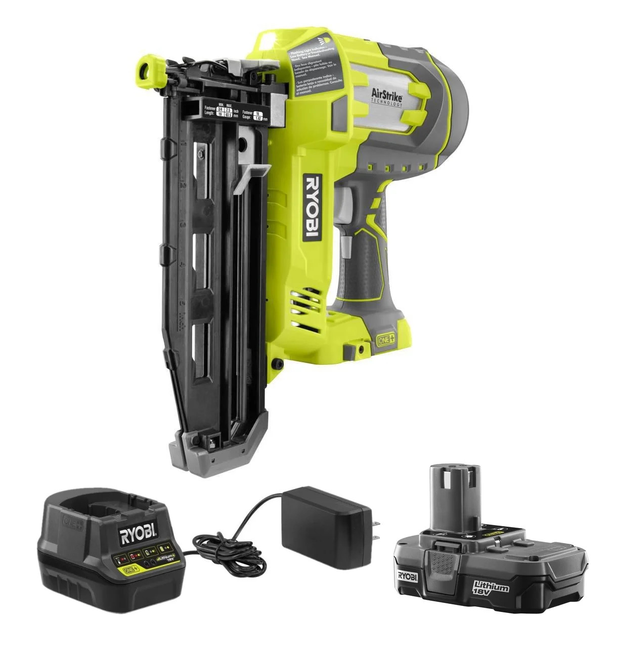 Ryobi 18V One+ P325 Airstrike 16-Gauge Cordless Finish Nailer Kit with Battery and Charger | Walmart (US)