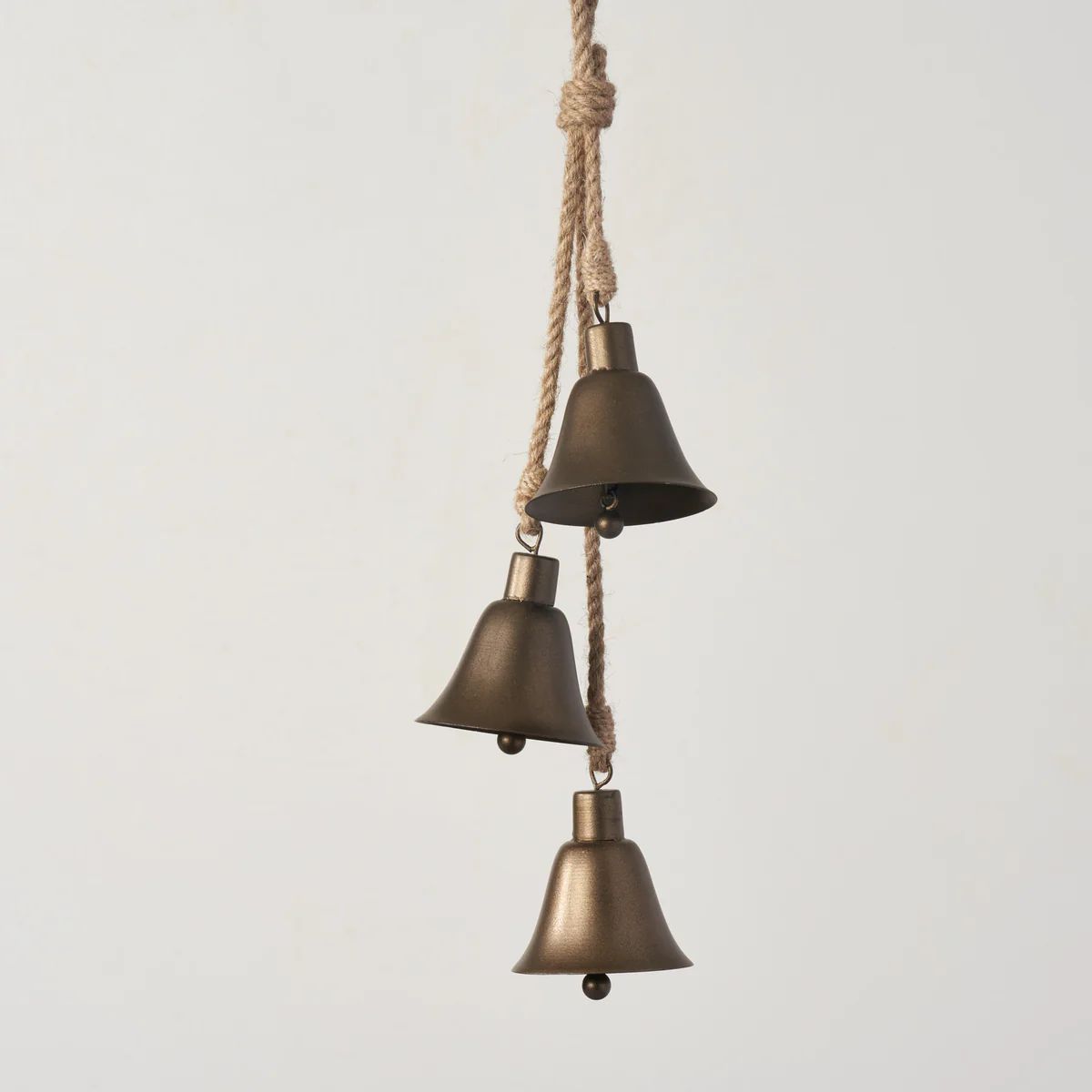 Bronze Sleek Metal Bell Ornament Hanging Decor with Jute Set of 2 | Darby Creek Trading