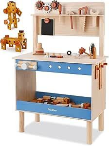 PairPear Kids Tool Bench,Wooden Toys Child Workbench with Toy Hammer and Construction Tools,Toddl... | Amazon (US)