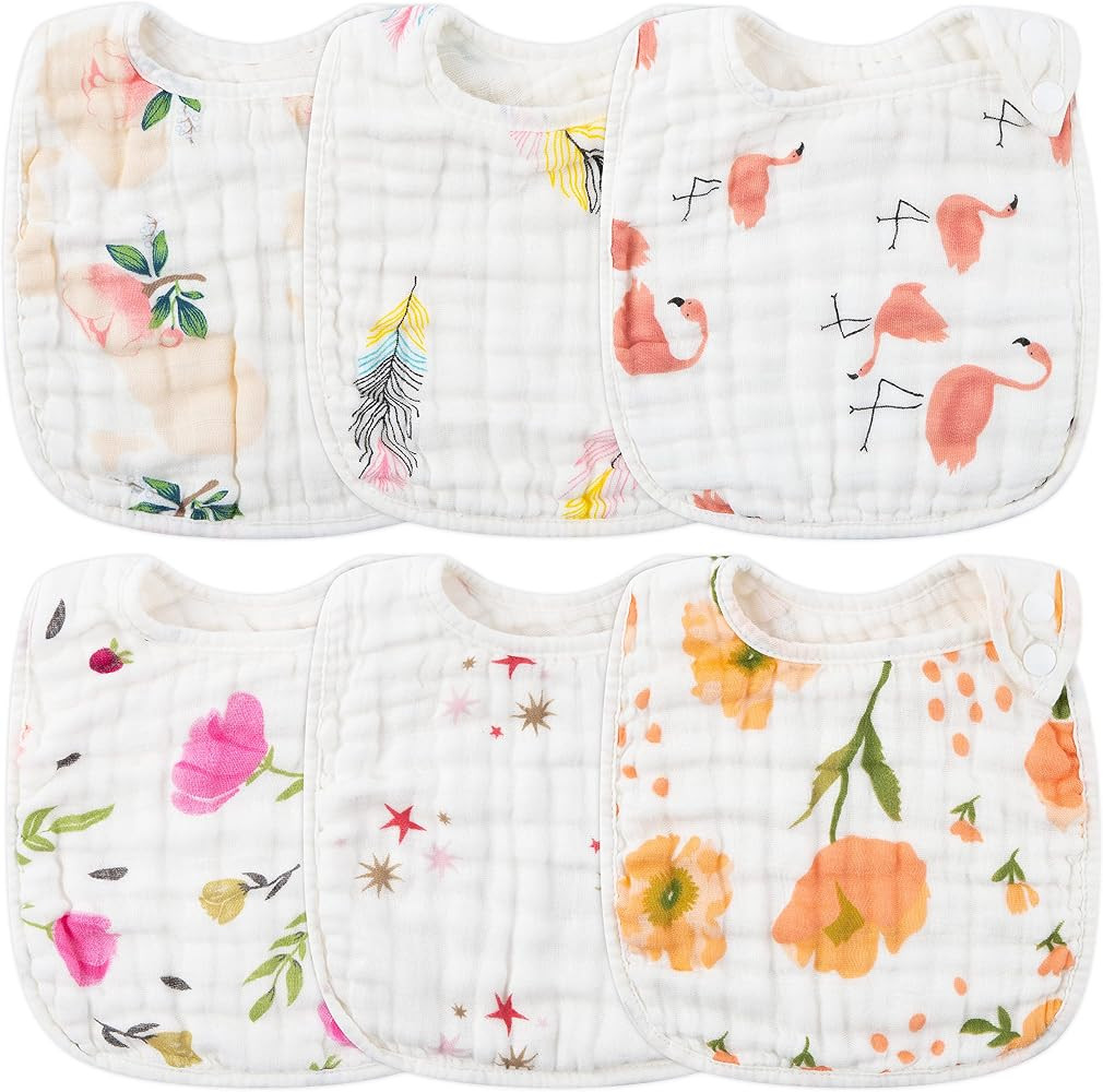 Zainpe 6Pcs Snap Muslin Cotton Bibs for Baby | Amazon (US)