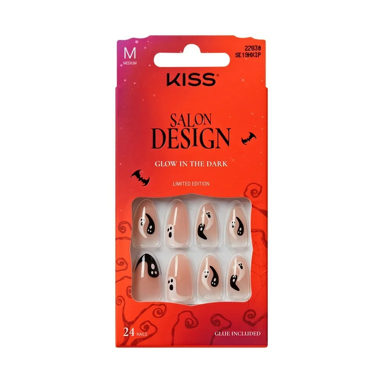 KISS Salon Design Halloween Press On Nails Almond, ‘So Boo-tiful’, Beige, Medium, 24 Count - ... | Walmart (US)