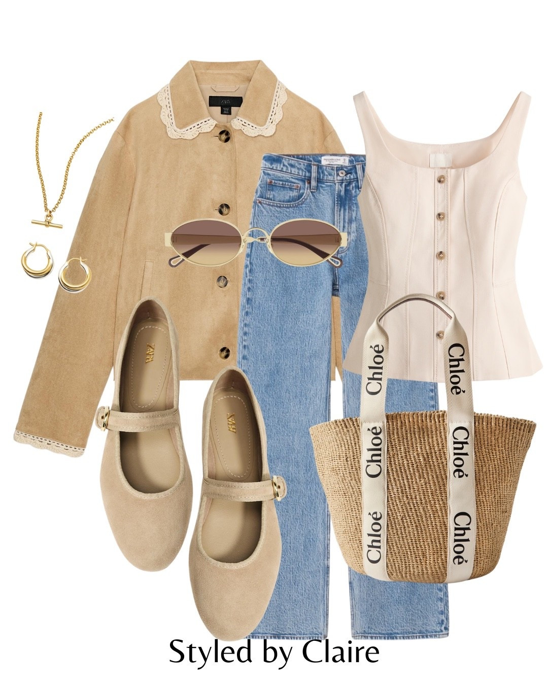 FAUX SUEDE SPRING JACKET❤️‍🔥
Tags: collar detail new in Zara sandy beige button up shacket Abercrombie jeans curve love light wash H&M beige waistcoat Chloe raffia bag classic ballerina ballet flats neutral style sunglasses fashion inspo outfit ideas chic women’s style capsule wardrobe basics city break trends trends trends trends #LTKootd

#LTKspring