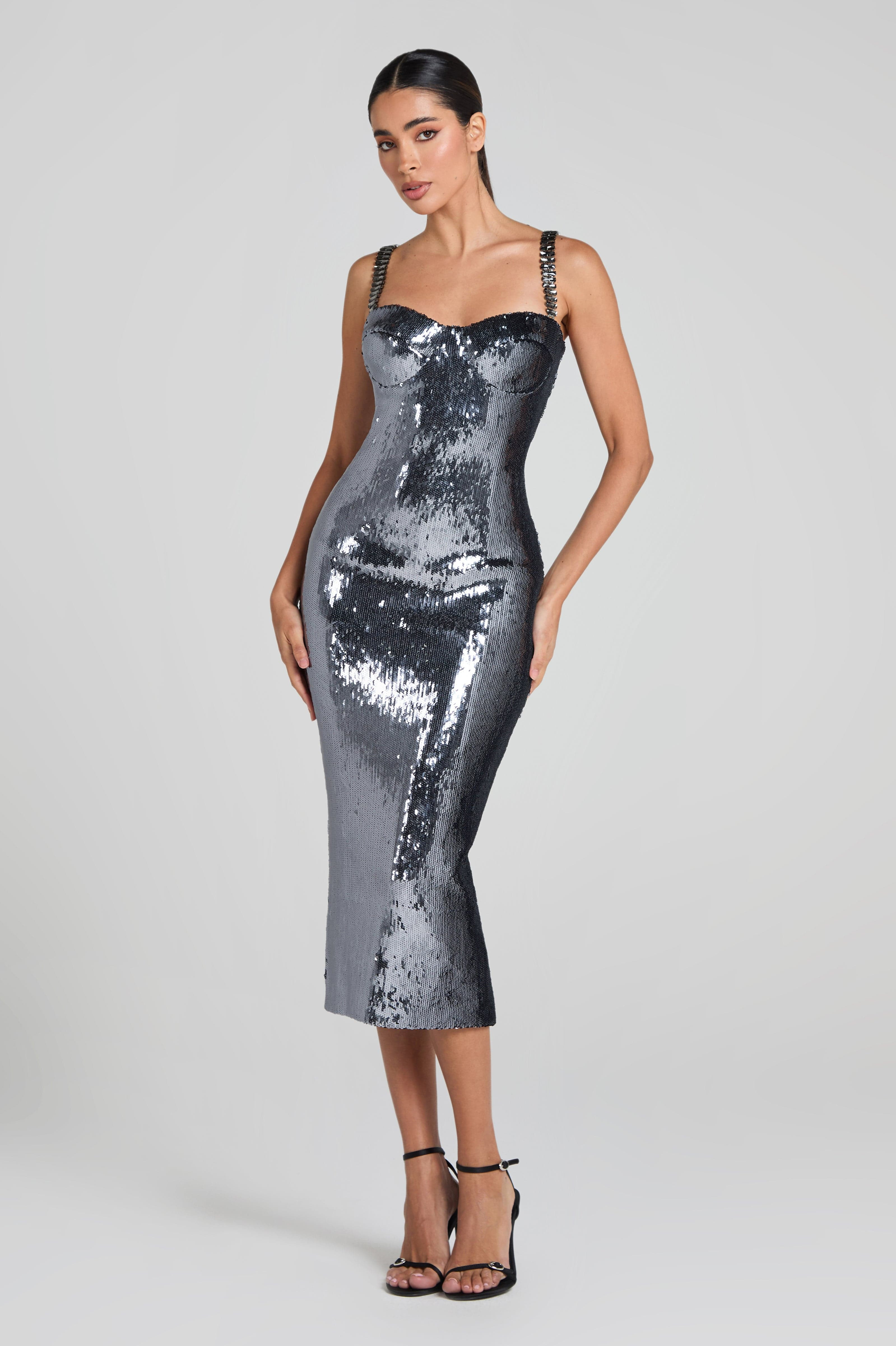 Brooke Silver Dress | Nadine Merabi