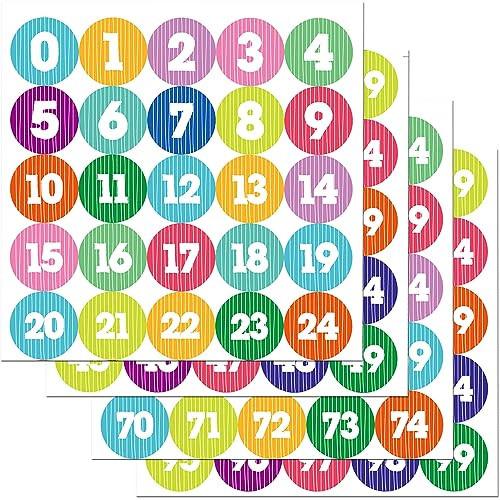 Youngever 1800 Pcs 0-99 Numbers Stickers for Office, Classroom, Organizing, Each Measures 1 inch Diameter, Stripe Design | Amazon (US)