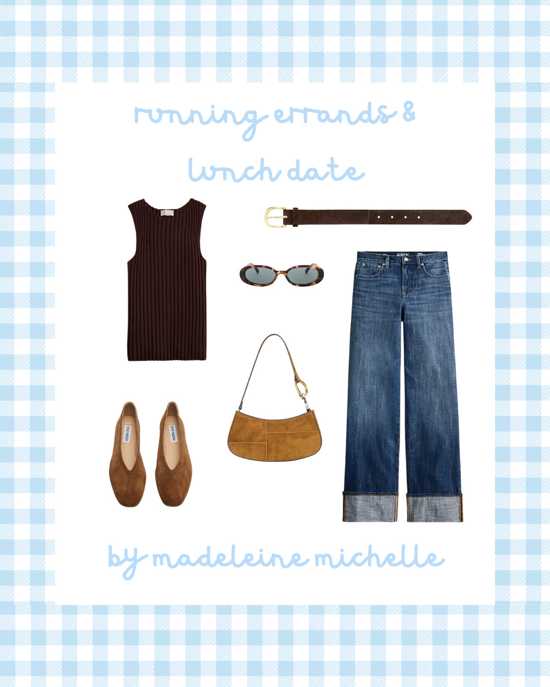 Midday chic — cuffed denim, a ribbed knit tank, and suede accessories. Easy, elevated layers for errands that turn into plans

#falloutfits #classicstyle #denimlook #fallcapsule #chicbasics #suede #chocolatebrown #effortlessstyle #byMadeleineMichelle 

 #LTKSeasonal #LTKSaleAlert #LTKFindsUnder100